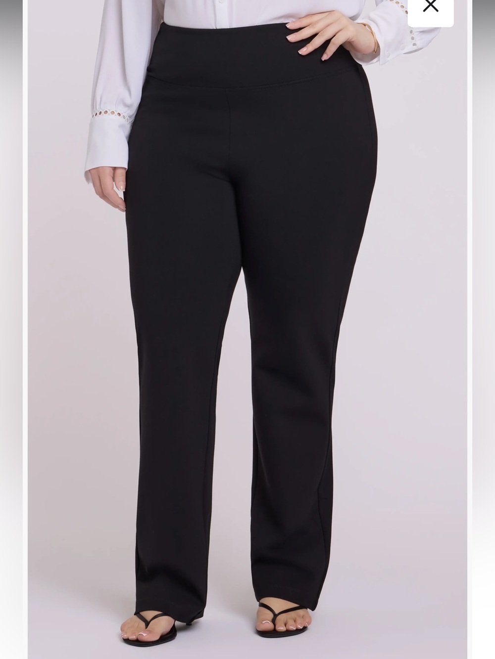 New NYDJ Sz Small Black Sculpt-Her Pull-On Straight Leg Ponte Pants Ret $89!
